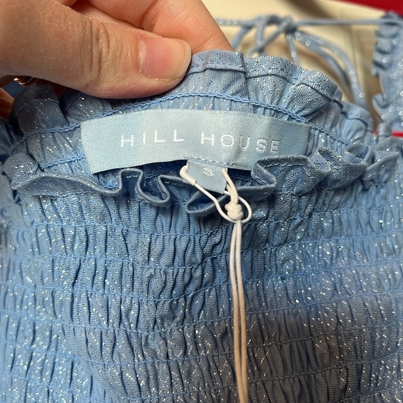 NWT Hill House The Athena Nap Dress Light Blue Glitter Check Size Small S - Picture 2 of 4